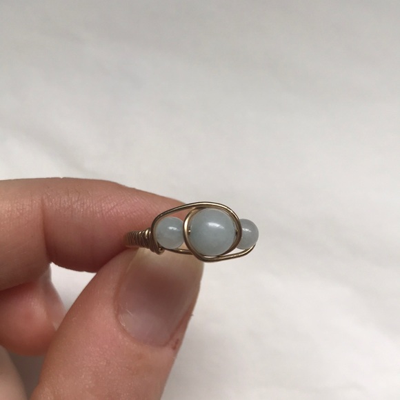 Gold filled wire wrapped aquamarine ring - Picture 3 of 8